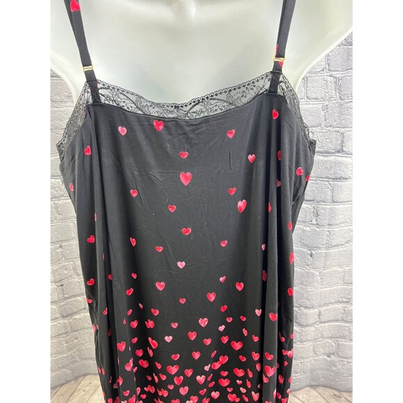 Soma Cool Nights Lace Trim Chemise Floating Hearts Black Size XL NWT Nightgown - Picture 6 of 10